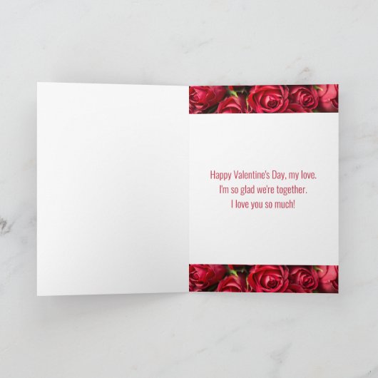 ロマンチックなバラバレンタインデーの妻のためのカード カード (内部)