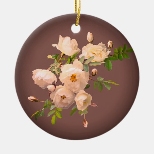 ロマンチックなバラパーソナライズされたオーナメント セラミックオーナメント (正面)