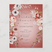ロマンチックなバラピンクフローラブライダルシャワー招待 ポストカード (正面)
