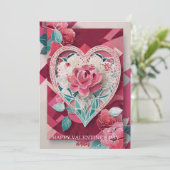 ロマンチックなバラフローラハートバレンティンズデイカード シーズンカード (スタンド正面)