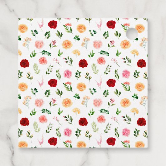 ロマンチックなバラフローラブライダルシャワーありがとう フェイバータグ (裏面)