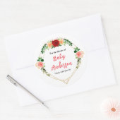 ロマンチックなバラフローラベビーシャワー蔵書票 ラウンドシール (封筒)