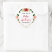 ロマンチックなバラフローラベビーシャワー蔵書票 ラウンドシール (バッグ)