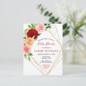 ロマンチックなバラフローラベビーシャワー ポストカード (スタンド正面)