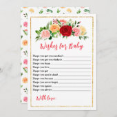 ロマンチックなバラフローラ赤ちゃんシャワーの願いベビー 招待状 (正面/裏面)