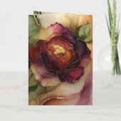 ロマンチックなバラブルガンディーレッド金ゴールド結婚フローラ カード (裏面)