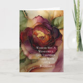 ロマンチックなバラブルガンディーレッド金ゴールド結婚フローラ カード (正面)