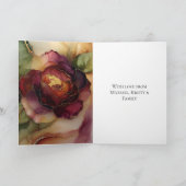 ロマンチックなバラブルガンディーレッド金ゴールド結婚フローラ カード (内部)