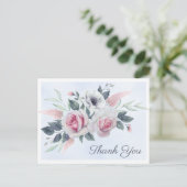 ロマンチックなバラブルーウォーター色ありがとうはがき 案内ポストカード (スタンド正面)