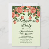 ロマンチックなバラボタニカルリタイアメントパーティー 招待状 (正面)