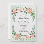 ロマンチックなバラリースウォーターカラーブライダルシャワー 招待状 (正面)