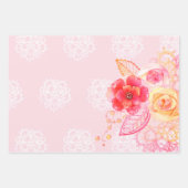 ロマンチックなバラレース模様 ラッピングペーパーシート (正面3)