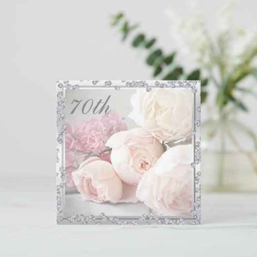 ロマンチックなバラ及びダイヤモンドの第70誕生会 招待状 (スタンド正面)