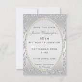 ロマンチックなバラ及びダイヤモンド第50の保存日付 セーブザデート (裏面)