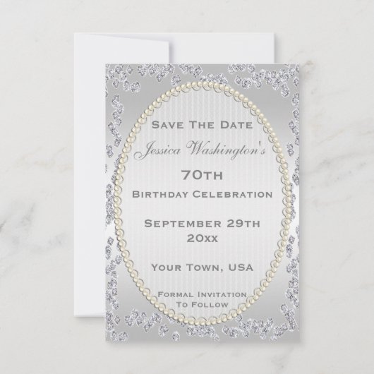 ロマンチックなバラ及びダイヤモンド第70の保存日付 セーブザデート (裏面)