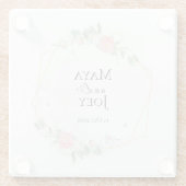 ロマンチックなバラ幾何結婚物の ガラスコースター (裏面)