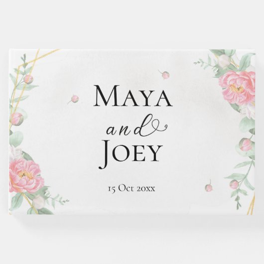 ロマンチックなバラ幾何結婚物の ゲストブック (正面)