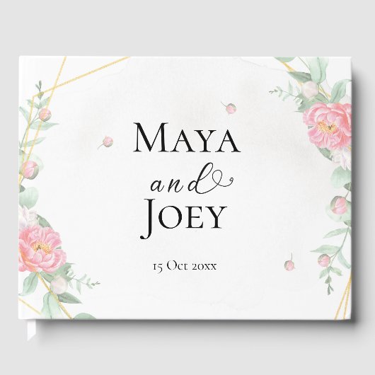 ロマンチックなバラ幾何結婚物の ゲストブック (正面)