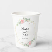 ロマンチックなバラ幾何結婚物の 紙コップ (正面)