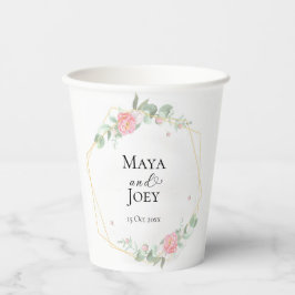 ロマンチックなバラ幾何結婚物の 紙コップ