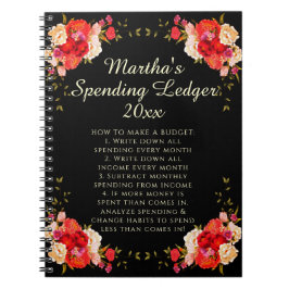 ロマンチックなバラ支出元帳予算の初心者 ノートブック