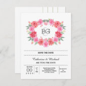 ロマンチックなバラ水の色のリース 案内ポストカード (正面/裏面)