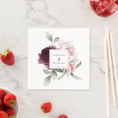 ロマンチックなバラ水彩植物学結婚の スタンダードカクテルナプキン (インサイチュ)