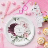 ロマンチックなバラ水彩植物学結婚の ペーパープレート (パーティー)