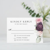 ロマンチックなバラ水彩植物学結婚の 出欠カード (スタンド正面)