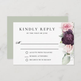 ロマンチックなバラ水彩植物学結婚の 出欠カード