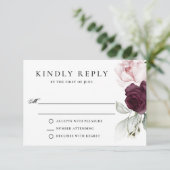 ロマンチックなバラ水彩植物学結婚の 出欠カード (スタンド正面)