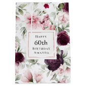 ロマンチックなバラ水彩植物学60誕生日 ミディアムペーパーバッグ (裏面)