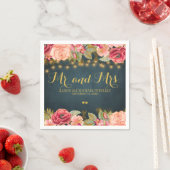 ロマンチックなバラ海軍のmrとmrsスクリプ結婚トの スタンダードカクテルナプキン (インサイチュ)