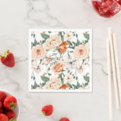ロマンチックなバラ牡丹ユーカリ桃のクリームオレンジ スタンダードカクテルナプキン (インサイチュ)