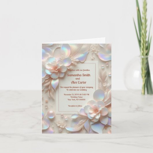 ロマンチックなバラ結婚フラワー 招待状 (正面)