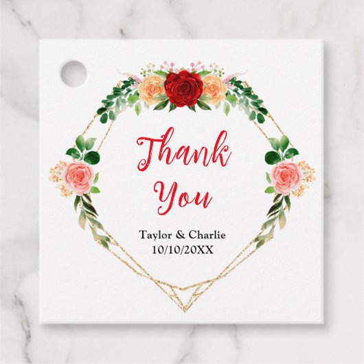ロマンチックなバラ結婚フローラの感謝 フェイバータグ (正面)