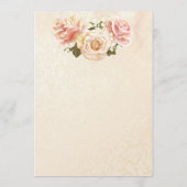 ロマンチックなバラ色のピンクのローズエレガントウェディング 招待状 (裏面)