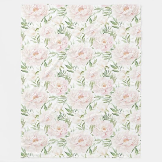 ロマンチックなバラ色の花 フリースブランケット (正面)