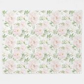 ロマンチックなバラ色の花 フリースブランケット (正面(横))