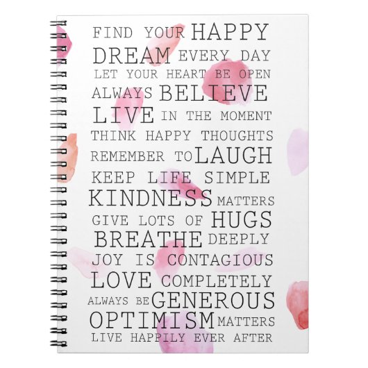 ロマンチックなバラ花びら感動的語 ノートブック (正面)