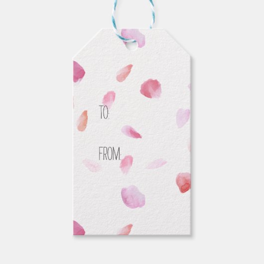 ロマンチックなバラ花びら ギフトタグ (正面)