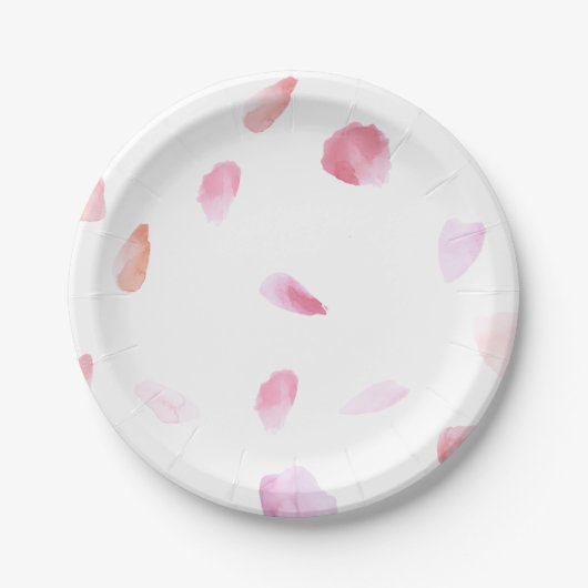 ロマンチックなバラ花びら ペーパープレート (正面)
