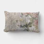ロマンチックなバラ花模様オールド手書きホームデコール ランバークッション (正面)