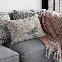 ロマンチックなバラ花模様オールド手書きホームデコール ランバークッション