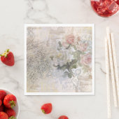 ロマンチックなバラ花模様古い手書きの切り離し スタンダードランチョンナプキン (インサイチュ)