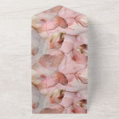 ロマンチックなバラ赤面ピンクの金ゴールド結婚リーフ オールインワン招待状 (外側)