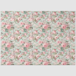 ロマンチックなバラ赤面ピンクオンミントデクページ 薄葉紙