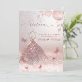 ロマンチックなバラ金ゴールドきらびやかなドレスバラインビタティ 招待状 (スタンド正面)