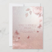 ロマンチックなバラ金ゴールドきらびやかなドレスバラインビタティ 招待状 (裏面)