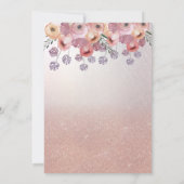 ロマンチックなバラ金ゴールドきらびやかなドレスフローラの招待 招待状 (裏面)